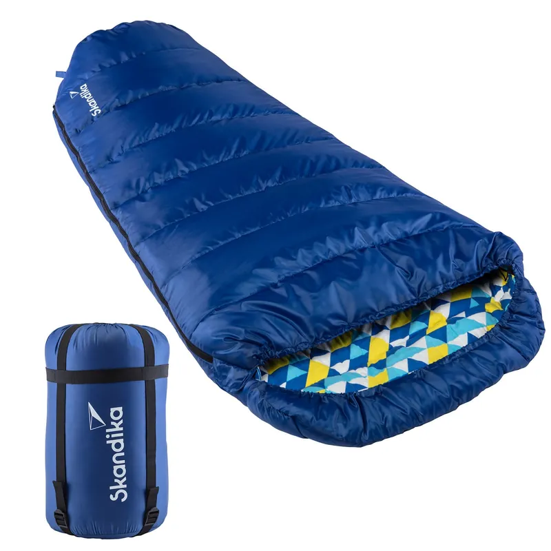 Geprüft Skandika Vegas Flanell XXL RV links blauer Schlafsack