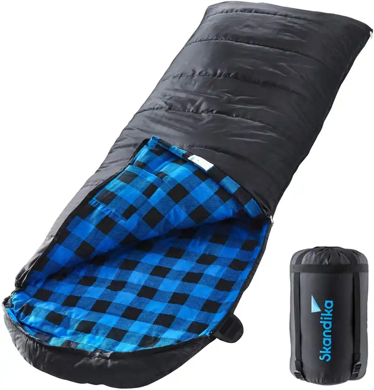 Zertifiziert Skandika Dundee Flanell RV links schwarzer Schlafsack