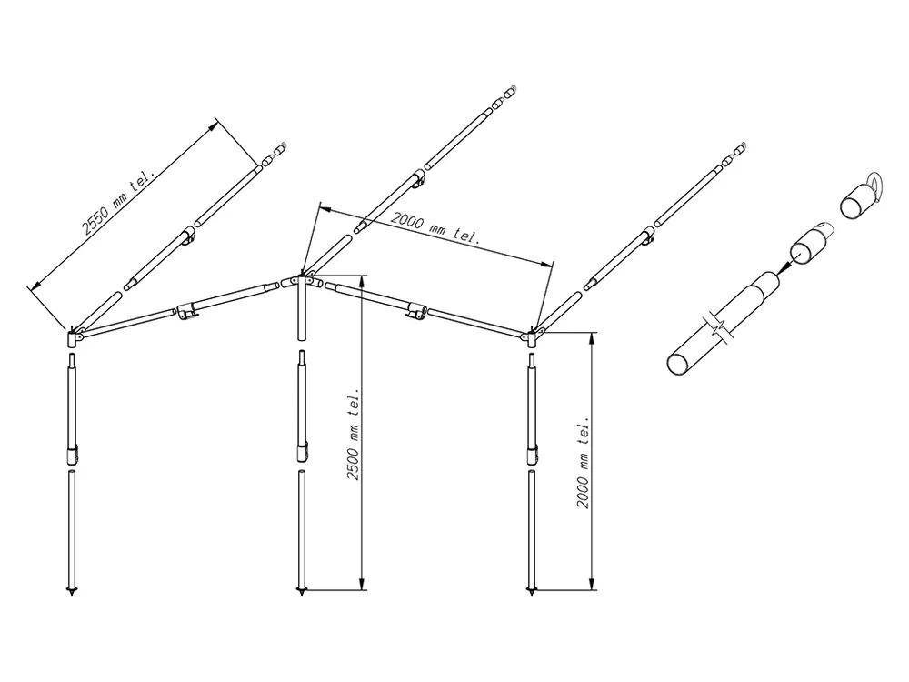Saisonangebot Zweite Chance Piper Sonnendach Gestänge PowerGrip Aluminium 28 mm Größe 2 - 7