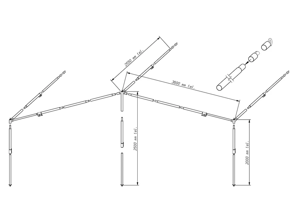 Markenprodukt Piper Sonnendach Gestänge PowerGrip Aluminium 28 mm Größe 11 - 20