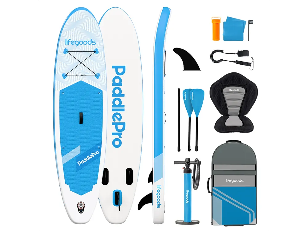 LifeGoods Allround Compact SUP Board mit Sitz - Sky Blue Direkt Vom Hersteller