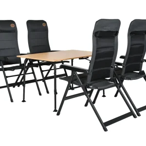 Obelink Bamboo Stabiel 120 und Ambassador Grey Tisch mit Klappstühle Sonderaktion