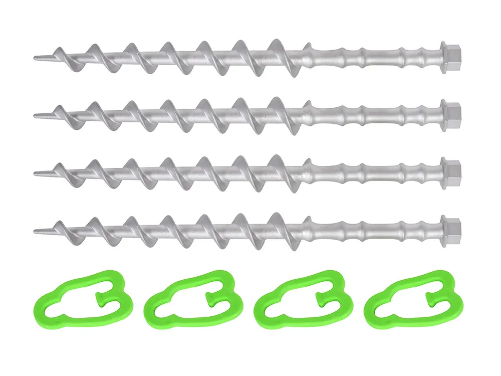 Obelink Alphagrip Aluminium-Schraubheringe mit Heringclips 31 cm – 4er-Set Preis Gesenkt