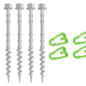 Nur Heute Obelink Alphagrip Aluminium-Schraubheringe mit Heringclips 20 cm – 4er-Set
