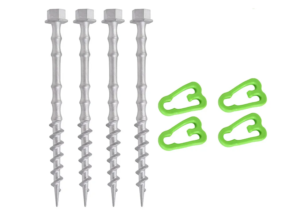 Nur Heute Obelink Alphagrip Aluminium-Schraubheringe mit Heringclips 20 cm – 4er-Set
