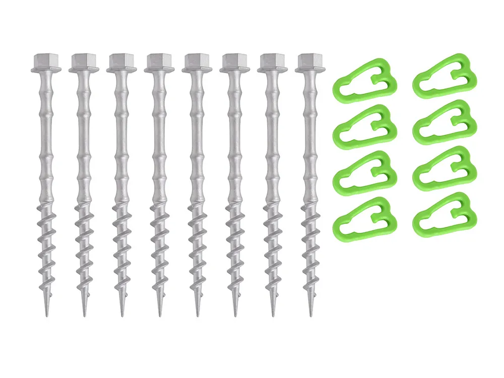 Obelink Alphagrip Aluminium-Schraubheringe mit Heringclips 20 cm – 8er-Set Must-Have