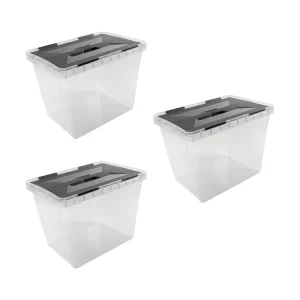 Bestpreis Onyx Aufbewahrungsbox 25L transparent anthrazit-3er satz