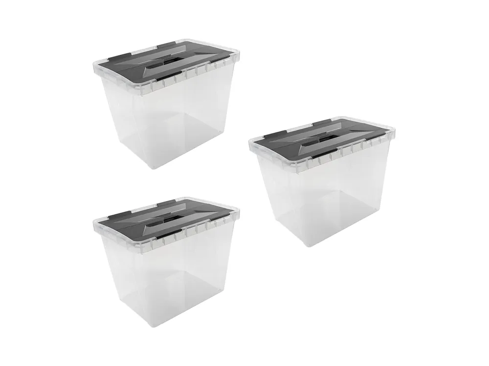 Bestpreis Onyx Aufbewahrungsbox 25L transparent anthrazit-3er satz