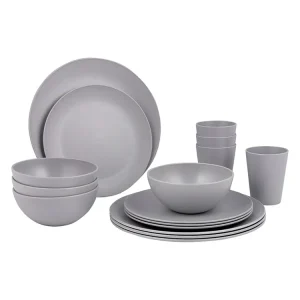 Ausverkauf Bo-Camp Renew RPET 16-teiliges Geschirrset - Grey