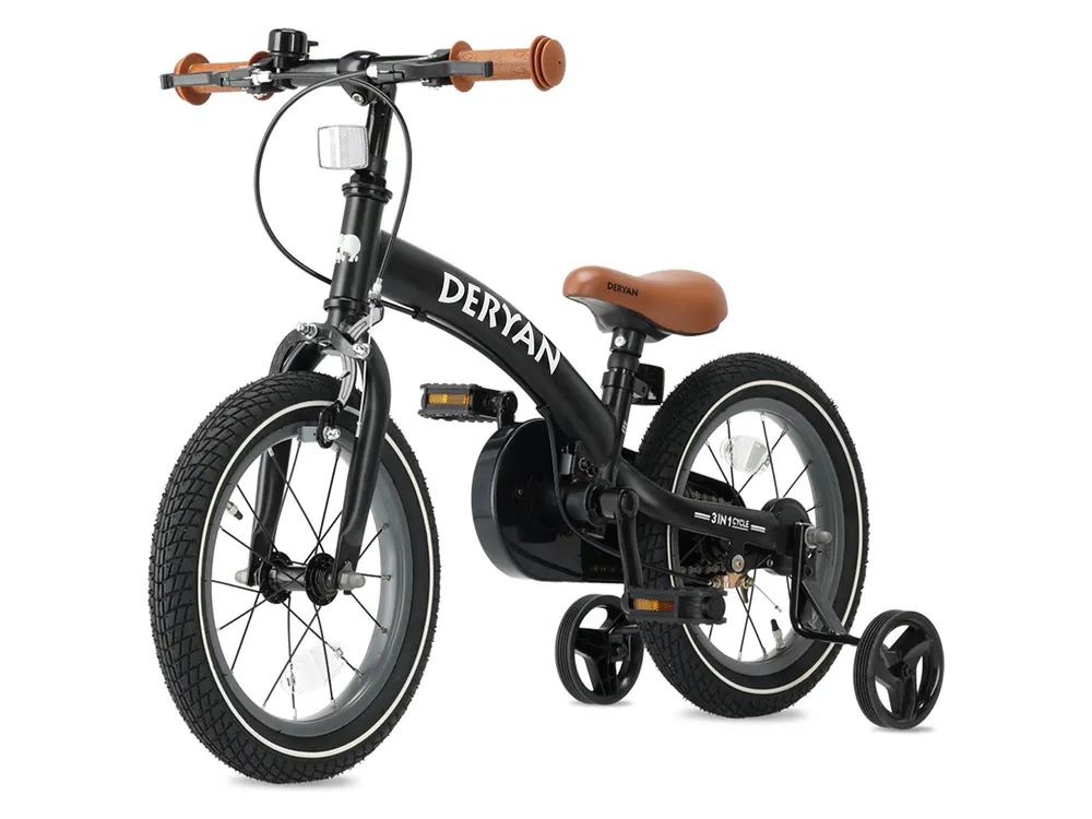 Deryan 12 Zoll Luxus 3-in-1 Kinderfahrrad - Black Schnäppchen