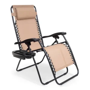 Garantierte Lieferung LifeGoods Liegestuhl mit Beistelltisch - Beige