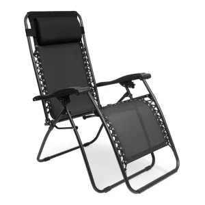 Highlight LifeGoods Liegestuhl mit Beistelltisch - Black