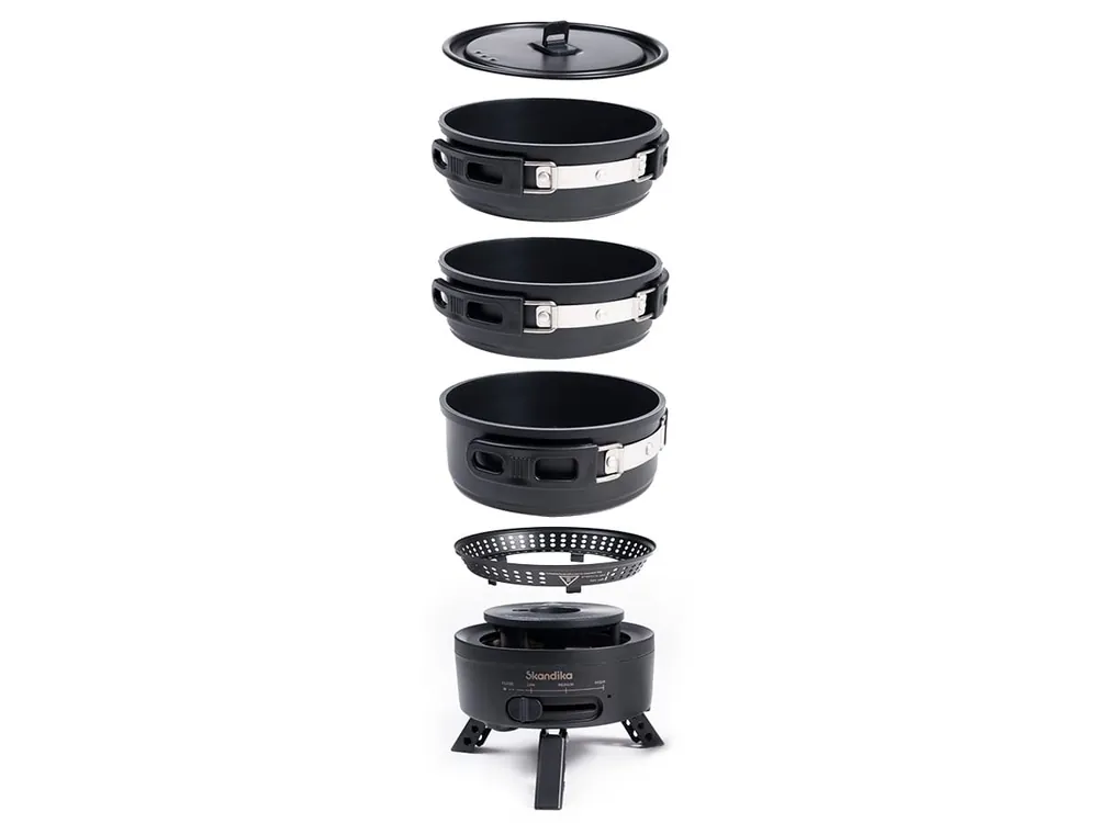 Heißes Angebot Skandika Rask Hybrid Gas/Strom Campingkocher - Black