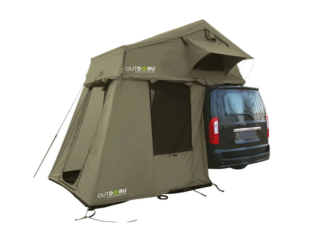 OutdoorU Family 3 Pers Dachzelt inkl. Vorzelt& Leiter - Grün Aktuell