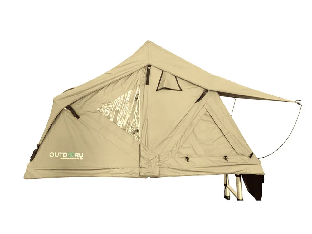 OutdoorU Compact 2 Pers Dachzelt inkl. Dachfenster - Khaki Garantierte Lieferung