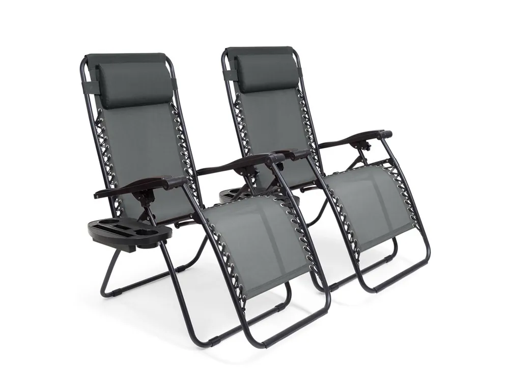 LifeGoods 2er-Set Relaxstühle mit Beistelltisch - Dark Grey Begrenztes Angebot