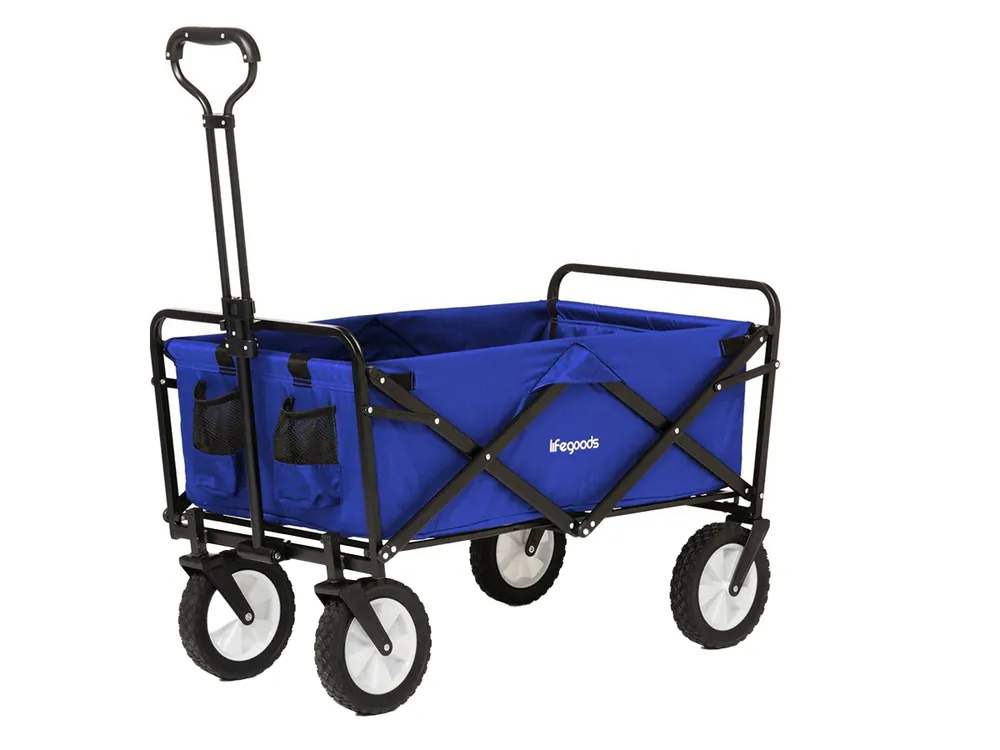 LifeGoods 70KG bollerwagen 94L - Blue Direkt Vom Hersteller