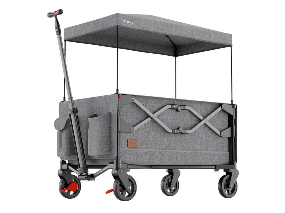 LifeGoods Kinder Dach 80KG bollerwagen- Grey Garantierte Lieferung
