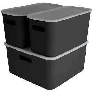 Billig Sunware Sigma home 3er-Set cube boxen mit Deckel - schwarz