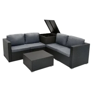 Bestpreis Rattan Modular 6-teiliges Möbelset – Schwarz