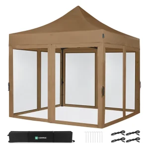 Billig VONROC Premium 3x3 Pavillon mit Moskitonetz-Seitenwände - Beige