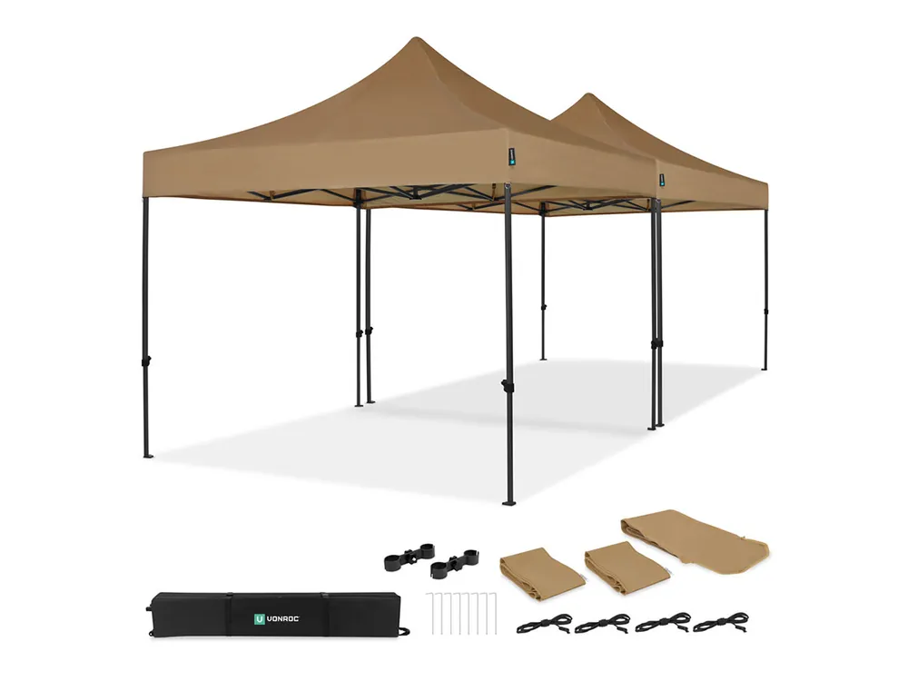 Sonderaktion VONROC Premium 6x3 easy-Up Partyzelt mit verbindungs-set - Beige