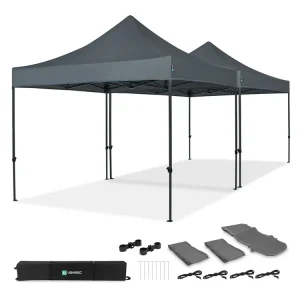 VONROC Premium 6x3 easy-Up Partyzelt mit verbindungs-set - Grey Saisonangebot