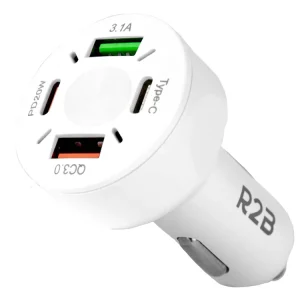 R2B 20W USB-C & USB-A Autoladegerät - White Nur Für Kurze Zeit