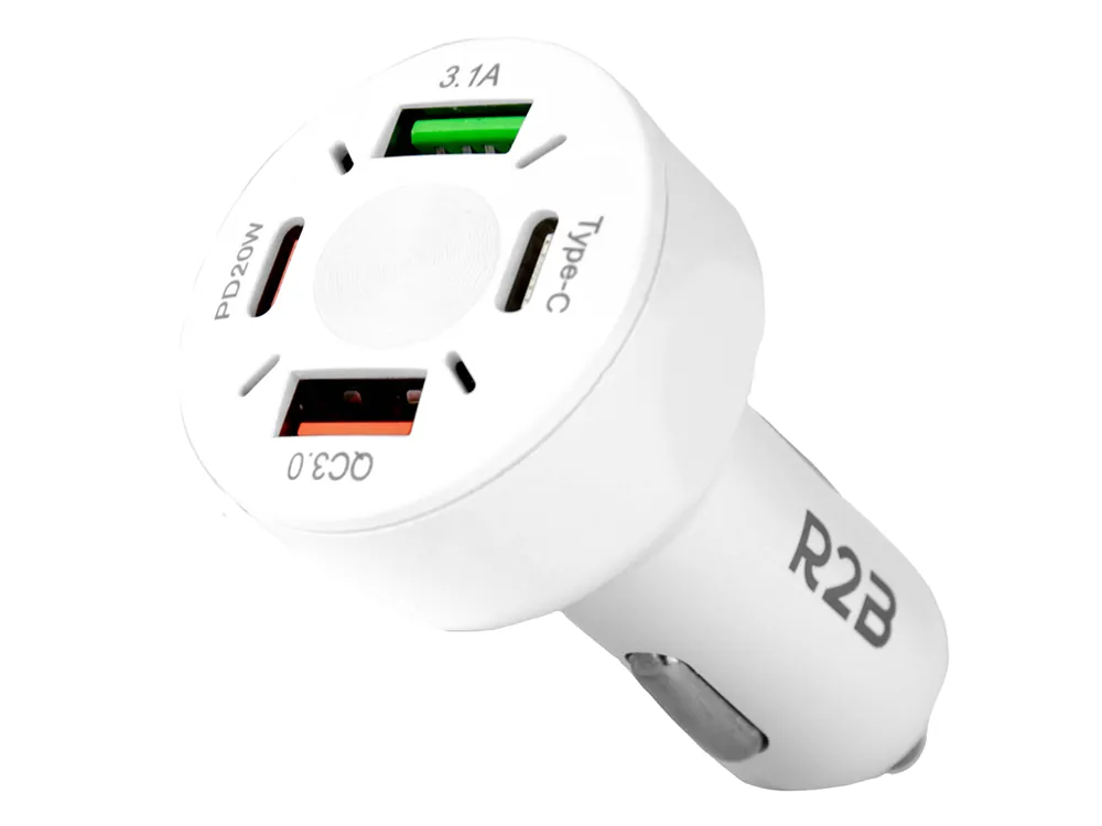 R2B 20W USB-C & USB-A Autoladegerät - White Nur Für Kurze Zeit