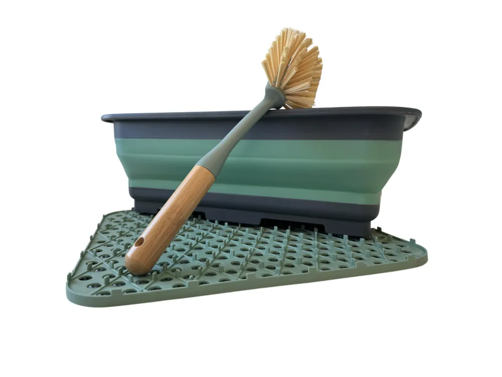 Top-Preis Hem spülset bambusbürste mit abtropfmatte - Green