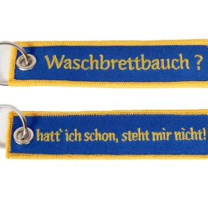 Schlüsselanhänger Waschbrettbauch gelb/blau Neuheit