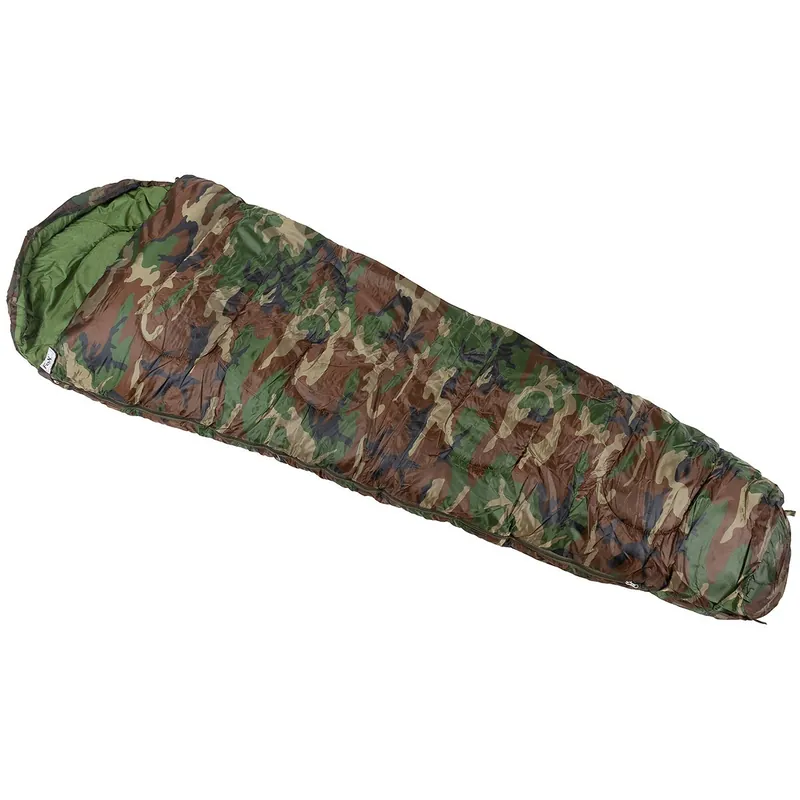 3-Jahreszeiten-Schlafsack in Woodland, Mumienform mit Wärmekragen bis -10°C inkl. Packsack Ausverkauf