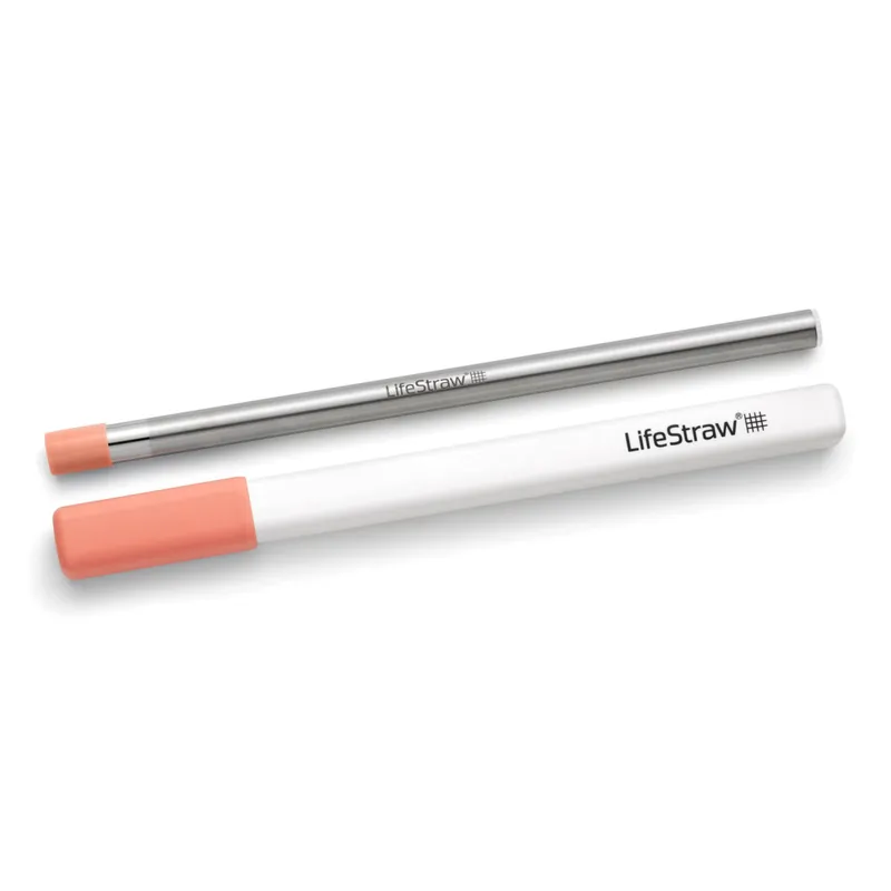 LifeStraw Sip Wasserfilterstrohhalm in Apricot (helles Orange) aus Edelstahl mit Etui Schnäppchen