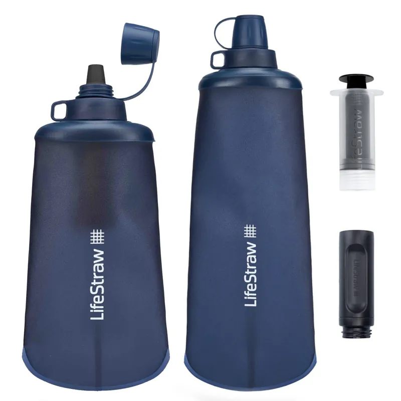 Zertifiziert LifeStraw Peak Squeeze Bottle Wasserfilter 650 ml oder 1 L in Blau