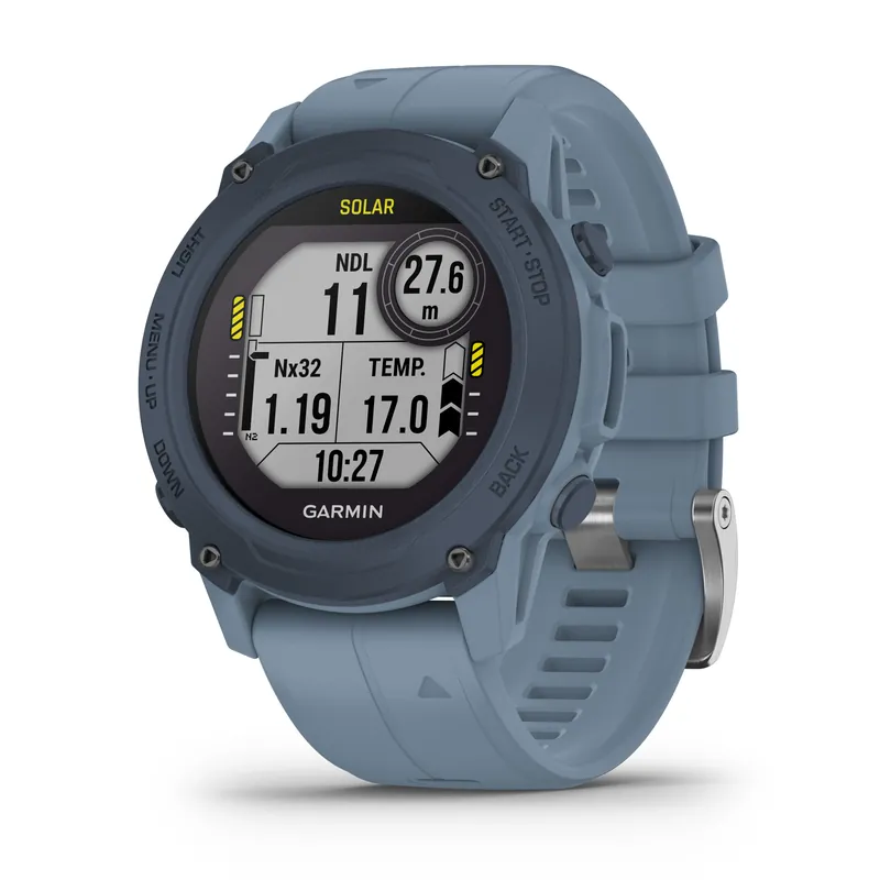 Garmin Descent G1 Solar GPS Tauchcomputer - pastellblau Stahlblau Silikonarmband Saisonangebot